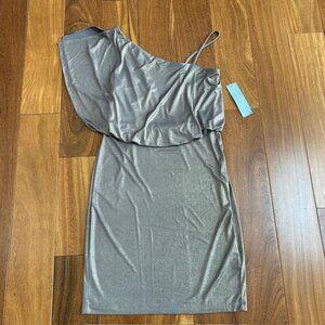 London Times Gold /Taupe stretch "night on the town" off the shoulder dress